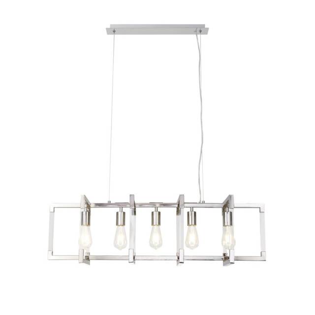 Canto Rectangular Pendant 5 Light E27 Polished Nickel/Acrylic - image 1