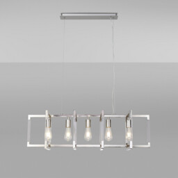 Canto Rectangular Pendant 5 Light E27 Polished Nickel/Acrylic - thumbnail 2