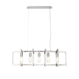 Canto Rectangular Pendant 5 Light E27 Polished Nickel/Acrylic - thumbnail 1