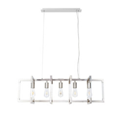 Canto Rectangular Pendant 5 Light E27 Polished Nickel/Acrylic - thumbnail 5