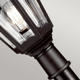 Kinsale 1 Light Outdoor Coastal Post Lantern Black IP44, E27 - thumbnail 3