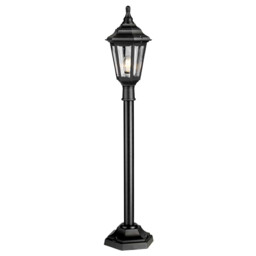Kinsale 1 Light Outdoor Coastal Post Lantern Black IP44, E27 - thumbnail 1