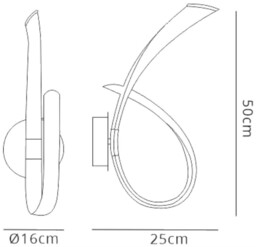 Armonia Wall Lamp Loop, Dimmable, 18W LED, 3000K, 1350lm, Titanium, Frosted Acrylic - thumbnail 2
