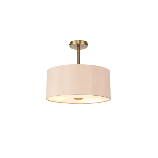 Baymont Antique Brass 5 Light E27 Semi Flush With 40cm x 18cm Dual Faux Silk Shade, Antique Gold/Ruby - image 1