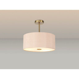 Baymont Antique Brass 5 Light E27 Semi Flush With 40cm x 18cm Dual Faux Silk Shade, Antique Gold/Ruby - thumbnail 2