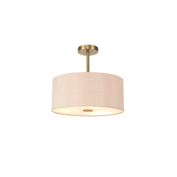 Baymont Antique Brass 5 Light E27 Semi Flush With 40cm x 18cm Dual Faux Silk Shade, Antique Gold/Ruby