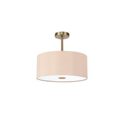 Baymont Antique Brass 5 Light E27 Semi Flush With 40cm x 18cm Dual Faux Silk Shade, Antique Gold/Ruby - thumbnail 5