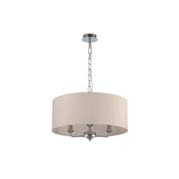 Banyan 3 Light Multi Arm Pendant, E14 Polished Chrome With 50cm x 20cm Dual Faux Silk Shade, Nude Beige/Moonlight - thumbnail 5