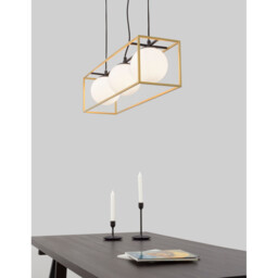 Juliet 3 Light Bar Pendant Ceiling Light Brass, Black Metal White Opal Glass LED E14 - thumbnail 2