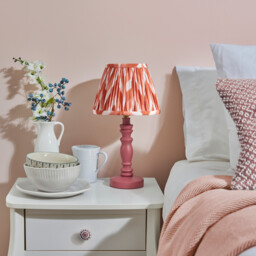 Bibury Satin Pink Clay Paint Table Lamp with Apricot Orange Fabric Zigzag Shade 20cm B22 - thumbnail 3