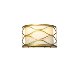 Milton Wall Lamp 2 Light E14 Aged Gold, Cream Fabric Shade - thumbnail 1