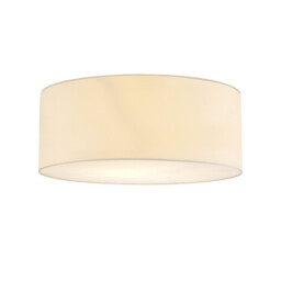 Baymont White 3 Light E27 Universal Flush Ceiling Fixture With 60cm x 22cm Faux Silk Shade, Ivory Pearl/White Laminate