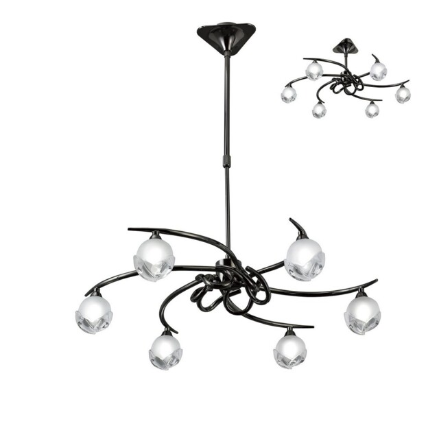 Fragma Telescopic Semi Flush Convertible 6 Light G9, Black Chrome - image 1