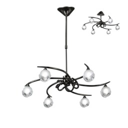 Fragma Telescopic Semi Flush Convertible 6 Light G9, Black Chrome - thumbnail 1