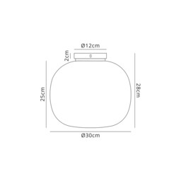 Cheektowaga Medium Oval Ball Flush Fitting E27 Satin Gold Base With Frosted White Glass Globe - thumbnail 2