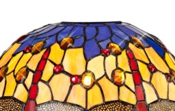 Worcester 3 Light Downlighter Ceiling Pendant E27 With 30cm Tiffany Shade, Blue, Orange, Crystal, Aged Antique Brass - thumbnail 3