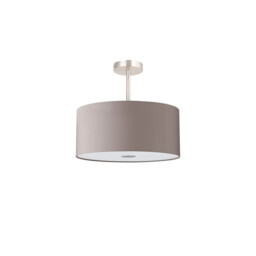 Baymont Satin Nickel 3 Light E27 Semi Flush With 40cm x 18cm x 18cm Faux Silk Shade, Grey/White Laminate - thumbnail 5
