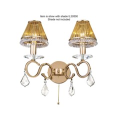 Torino Wall Lamp Switched 2 Candle Light French Gold, Crystal - thumbnail 5