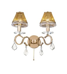 Torino Wall Lamp Switched 2 Candle Light French Gold, Crystal
