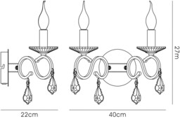 Torino Wall Lamp Switched 2 Candle Light French Gold, Crystal - thumbnail 3