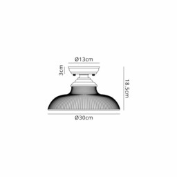 Dresden Flush Ceiling Lamp E27 With Round 30cm Glass Shade Matt Black, Clear - thumbnail 2