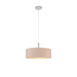 Baymont Polished Chrome 5 Light E27 Single Pendant, With 45cm x 15cm Dual Faux Silk Shade, Nude Beige/Moonlight - thumbnail 5