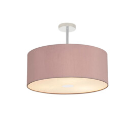 Baymont Polished Chrome 3 Light E27 Semi Flush With 50cm x 20cm Dual Faux Silk Shade, Taupe/Halo Gold