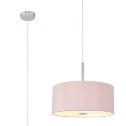 Baymont Polished Chrome 5 Light E27 Single Pendant With 40cm x 18cm Dual Faux Silk Shade, Taupe/Halo Gold
