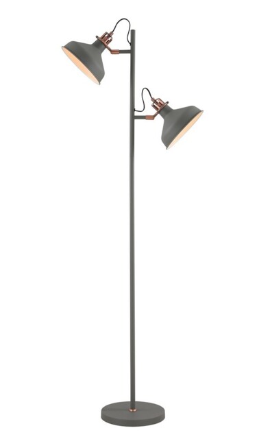 Tioga Floor Lamp, 2 x E27, Sand Grey, Copper, White - image 1