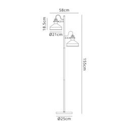 Tioga Floor Lamp, 2 x E27, Sand Grey, Copper, White - thumbnail 2