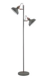 Tioga Floor Lamp, 2 x E27, Sand Grey, Copper, White - thumbnail 3