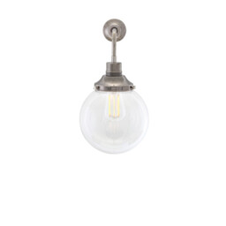 Bamako 20cm Globe Wall Light, Antique Silver, Clear Glass - thumbnail 2