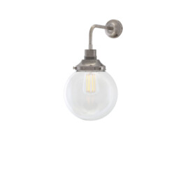 Bamako 20cm Globe Wall Light, Antique Silver, Clear Glass - thumbnail 3