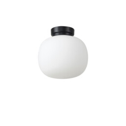 Cheektowaga Small Oval Ball Flush Fitting E27 Matt Black Base With Frosted White Glass Globe - thumbnail 5