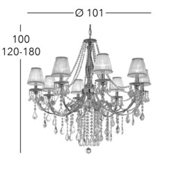 Pisani Crystal Crystal Multi Arm Chandeliers 8 Light 24 Carat Gold - thumbnail 5