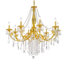 Pisani Crystal Crystal Multi Arm Chandeliers 8 Light 24 Carat Gold - thumbnail 1