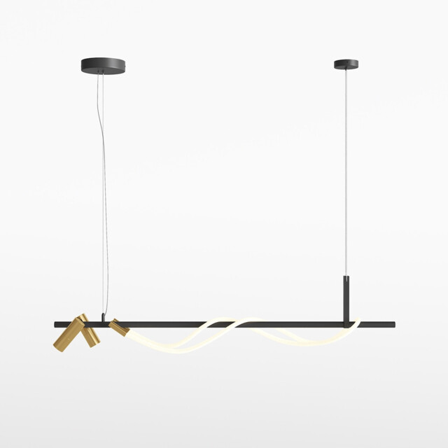 Maytoni Tau Modern Bar Pendant Ceiling Light Black, Gold Integrated LED 3000K