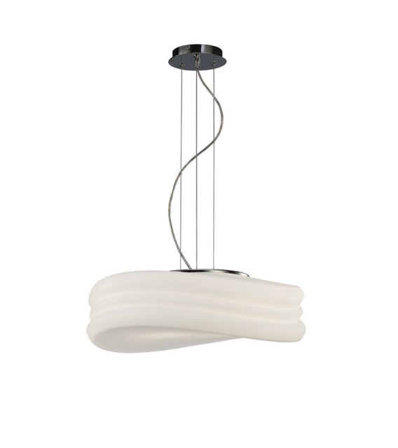 Mediterraneo Ceiling Pendant 3 Light E27 Large, Polished Chrome, Frosted White Glass - image 1