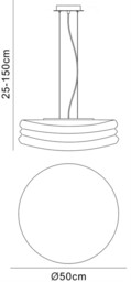 Mediterraneo Ceiling Pendant 3 Light E27 Large, Polished Chrome, Frosted White Glass - thumbnail 2
