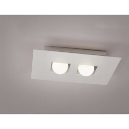 Cocoon Rectangular Flush Ceiling 2 Light G9, Silver/Frosted White Glass - thumbnail 2