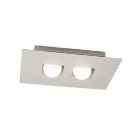 Cocoon Rectangular Flush Ceiling 2 Light G9, Silver/Frosted White Glass - thumbnail 1