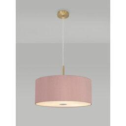 Baymont Antique Brass 5 Light E27 Single Pendant With 60cm x 22cm Dual Faux Silk Shade, Taupe/Halo Gold - thumbnail 2