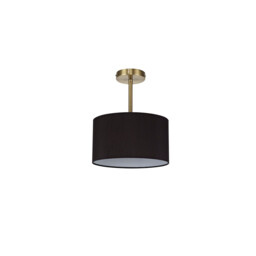 Baymont Antique Brass E27 Semi Flush With 30cm x 17cm Faux Silk Shade, Black/White Laminate - thumbnail 5