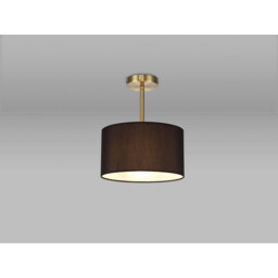 Baymont Antique Brass E27 Semi Flush With 30cm x 17cm Faux Silk Shade, Black/White Laminate - thumbnail 2