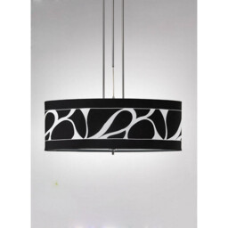 Manhattan Linear Pendant 2 Light L1, SGU10, Polished Chrome, Frosted Glass With Black Patterned Shade - thumbnail 2