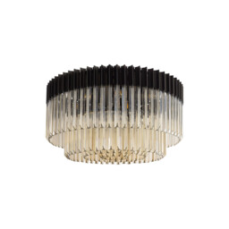 Poland Ceiling Lamp Round 12 Light E14, Matt Black, Cognac Sculpted Glass, Item Weight: 28.4kg - thumbnail 5