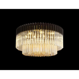 Poland Ceiling Lamp Round 12 Light E14, Matt Black, Cognac Sculpted Glass, Item Weight: 28.4kg - thumbnail 3