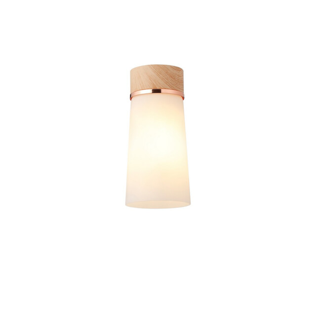 Freedom Ceiling Lamp E27, With Small Opal Cylindrical Cone Glass Teak, Opal, Matt Black - image 1