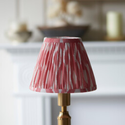 Trobridge Rechargeable Brushed Aged Brass Plate Table Lamp with Coral Pink Fabric Ikat Shade 16cm Integrated LED - thumbnail 5