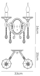 Libra Wall Lamp Switched 2 Candle Light Antique Brass, Crystal - thumbnail 3